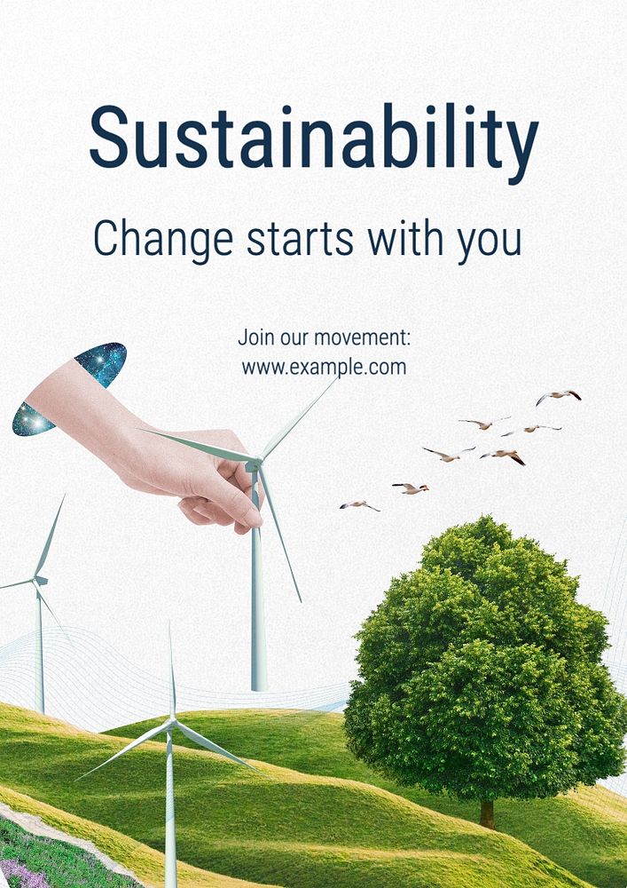 Sustainability poster template, editable text and design