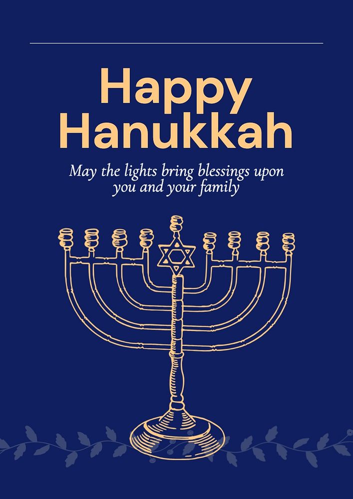 Happy Hanukkah poster template, editable text and design