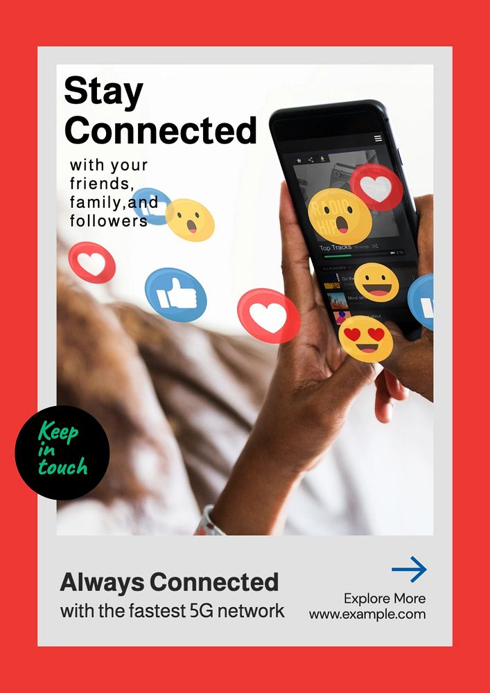 Always connected  poster template, editable text and design