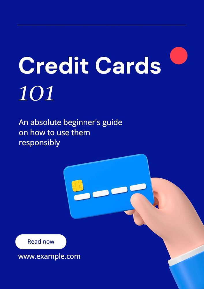 Credit card guide poster template, editable text and design