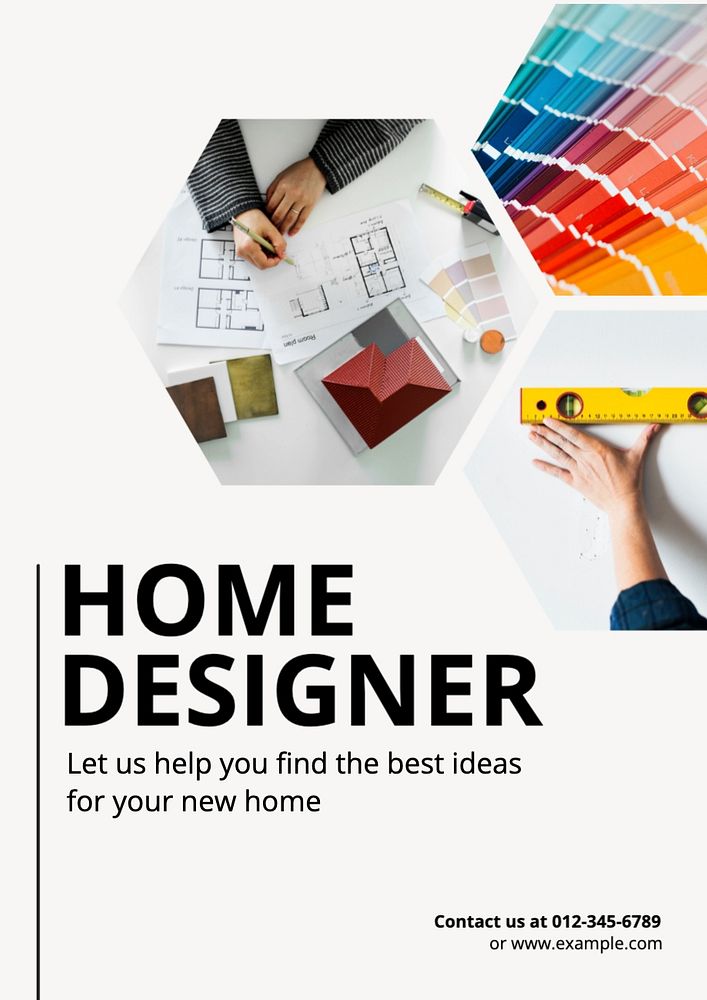 Home designer  poster template, editable text and design