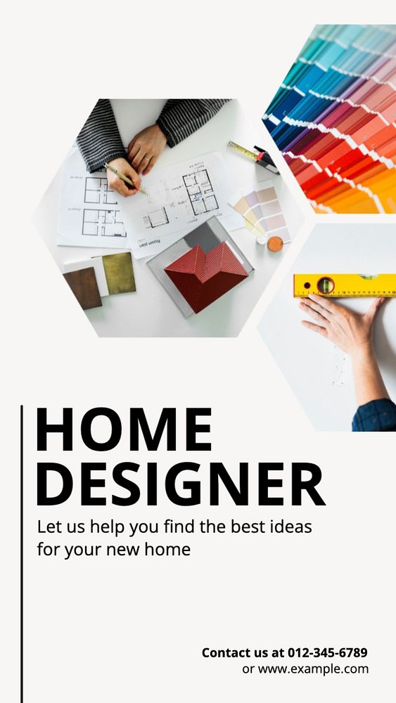 Home designer  Instagram story template, editable text