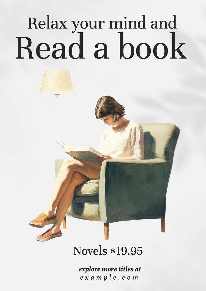 Read a book poster template, editable text and design