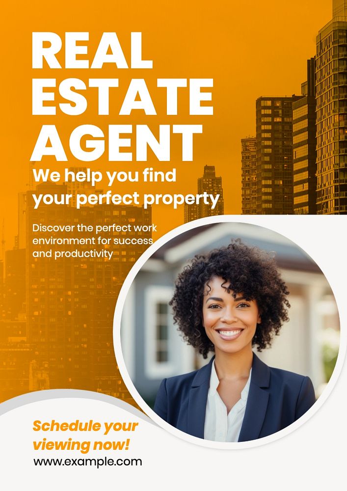 Real estate agent  poster template, editable text and design