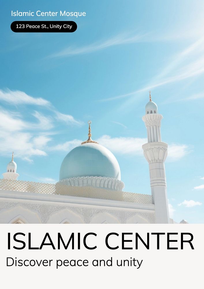 Islamic center poster template, editable text and design