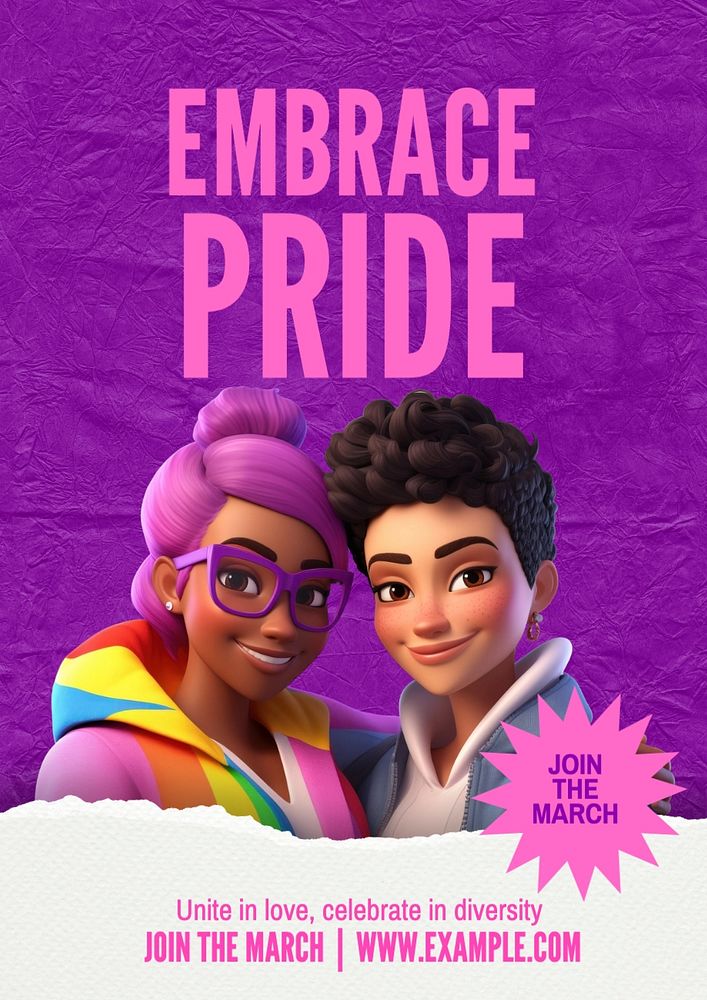 Embrace pride march poster template, editable text and design