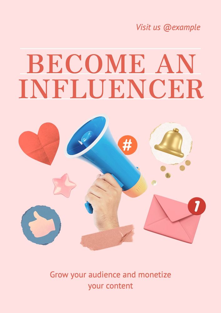 Influencer poster template, editable text and design