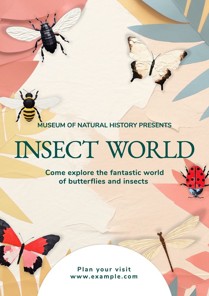 Insect world poster template, editable text and design