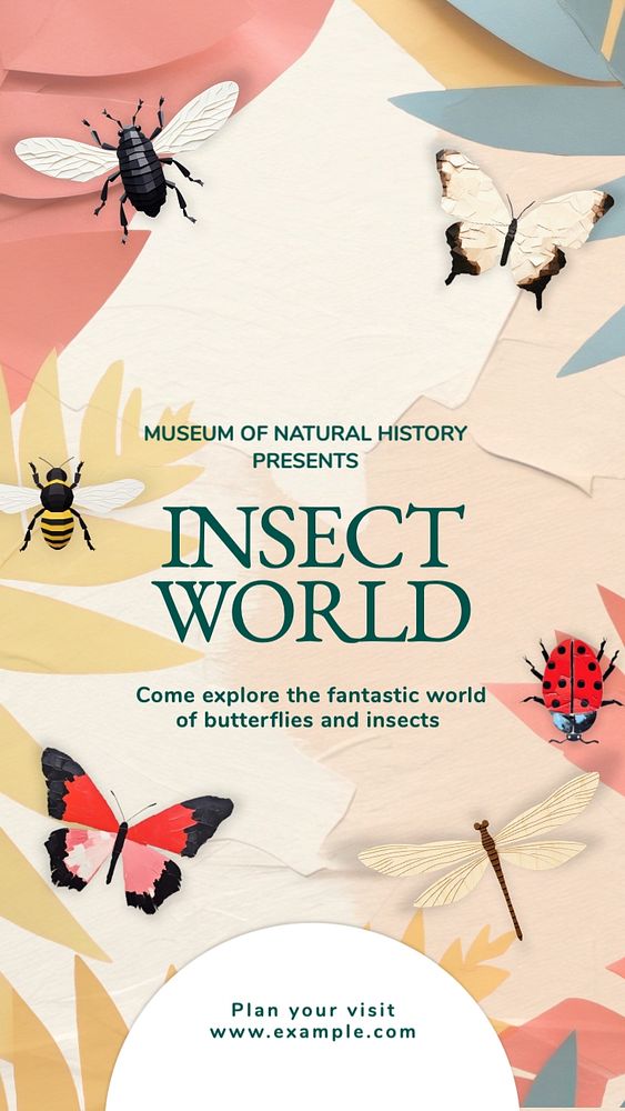 Insect world Instagram story template, editable text