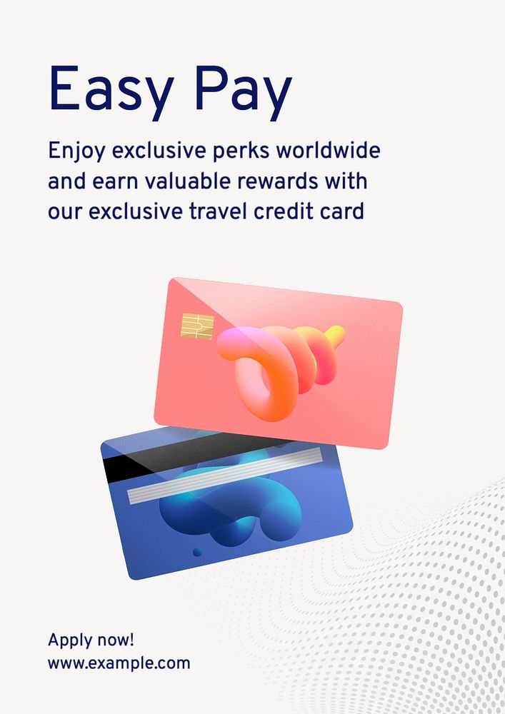 Travel credit card poster template, editable text and design