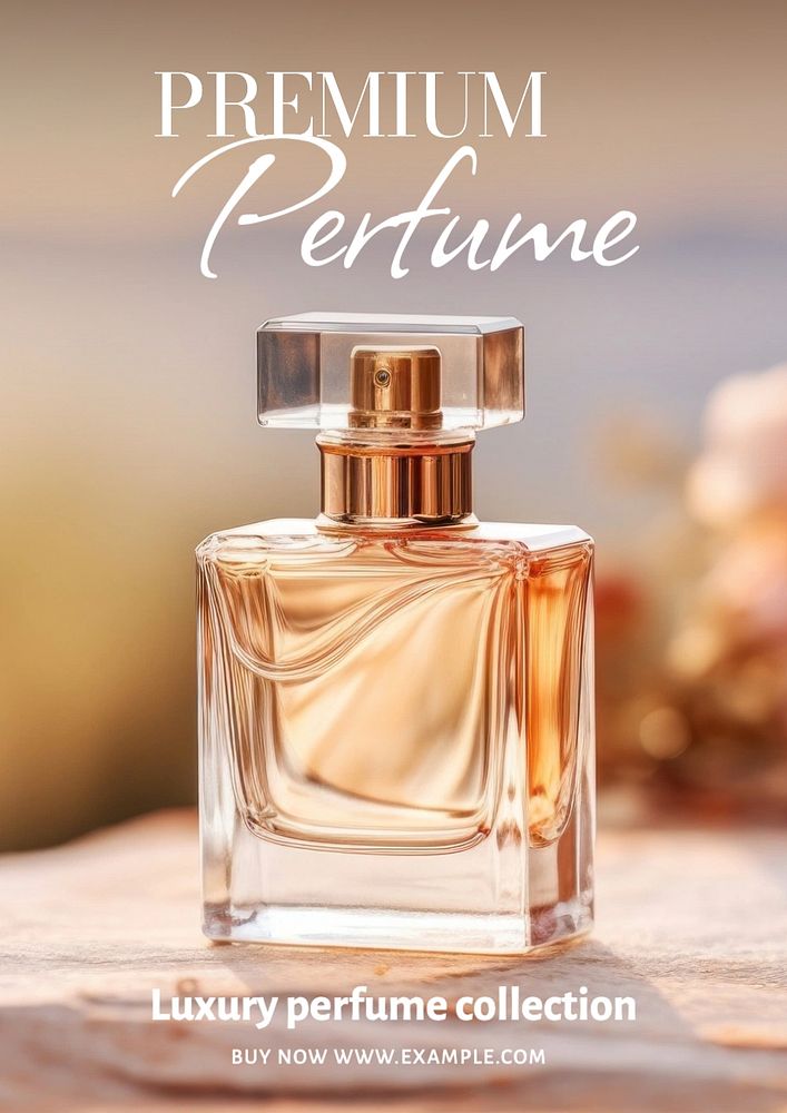 Premium perfume poster template, editable text and design