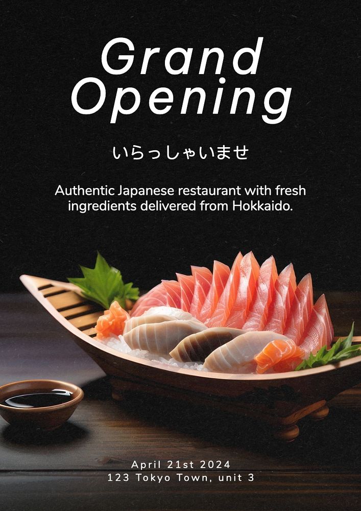 Restaurant grand opening poster template, editable text and design