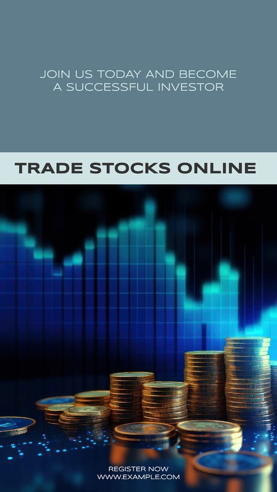 Trade stocks online Instagram story template, editable text