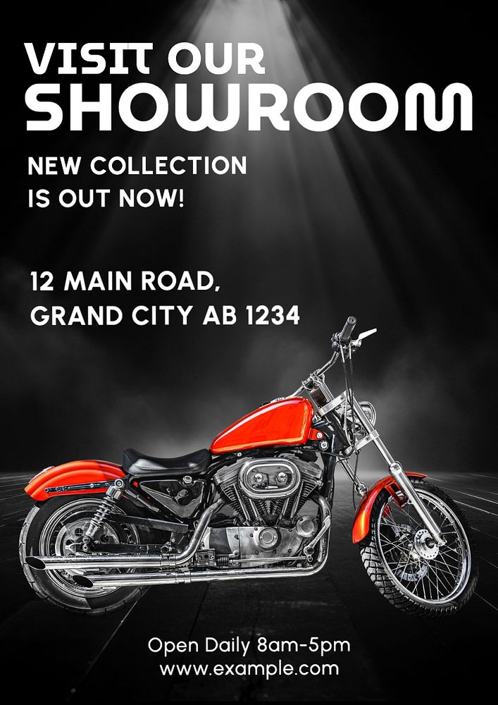 Showroom visit poster template, editable text and design