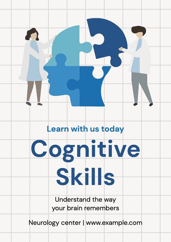 Cognitive skills poster template, editable text and design