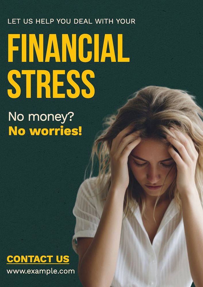 Financial stress poster template, editable text and design