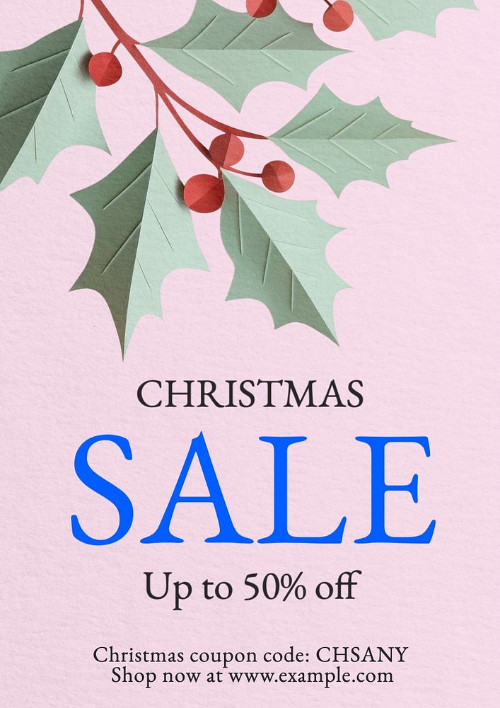 Christmas sale poster template, editable text and design