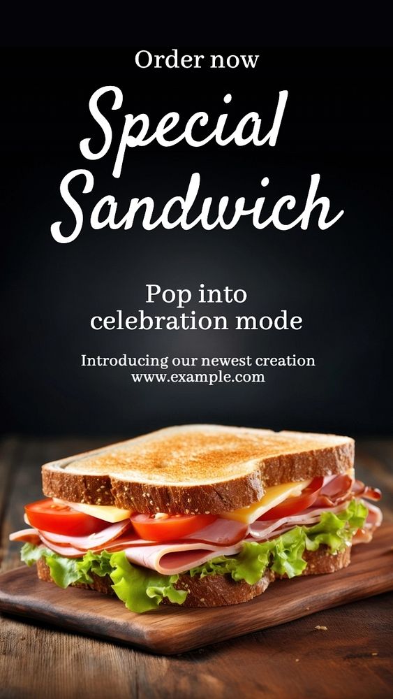 Special sandwich Instagram story template, editable text