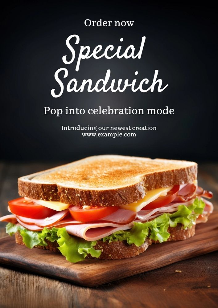 Special sandwich poster template, editable text and design