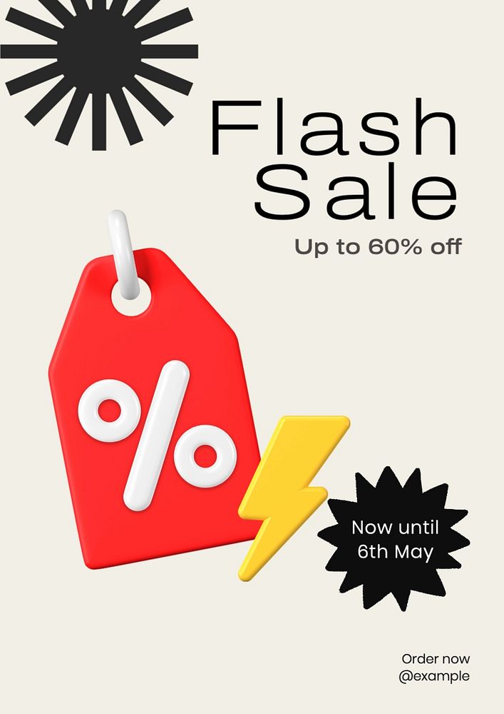 Flash sale poster template, editable text and design