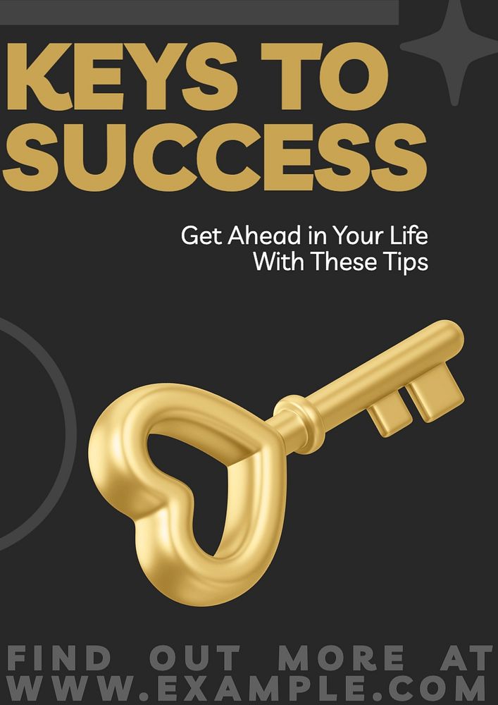 Success keys poster template, editable text and design