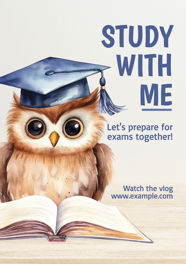 Study vlog poster template, editable text and design