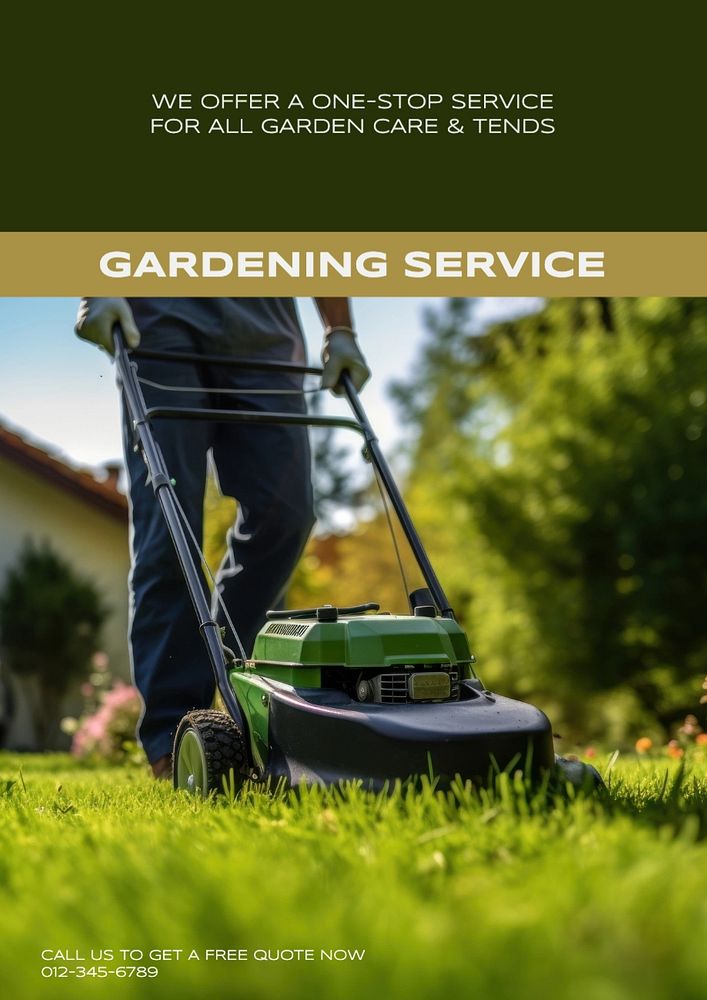 Gardening service poster template, editable text and design