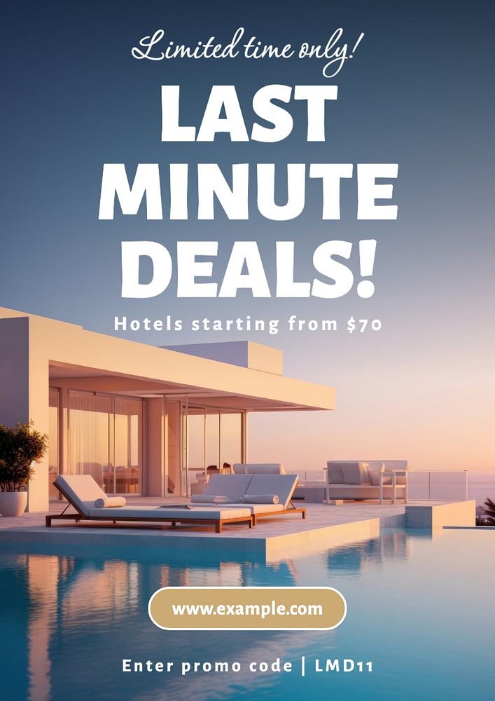 Hotel deals poster template, editable text and design