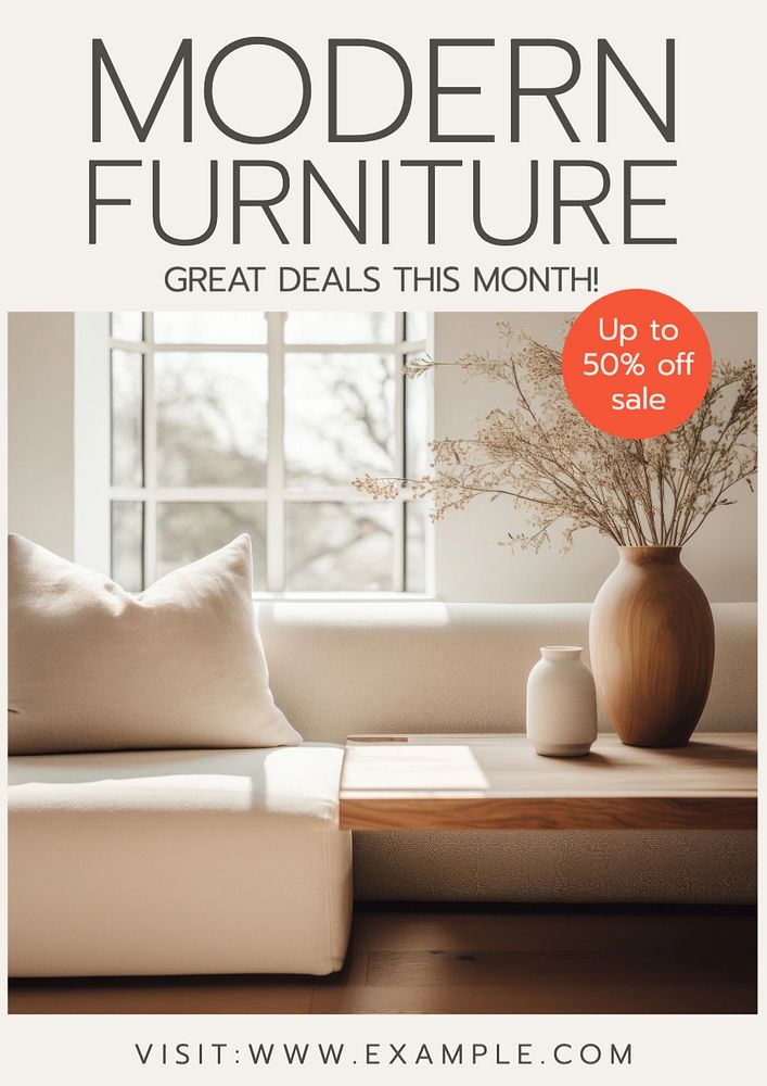 Modern furniture  poster template, editable text and design