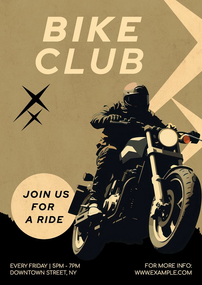 Bike club ads poster template, editable text and design