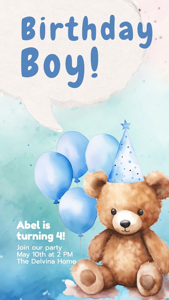 Birthday boy Instagram story template, editable text