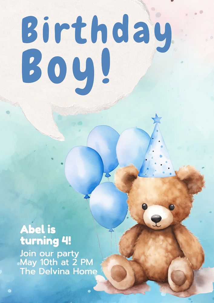 Birthday boy poster template, editable text and design