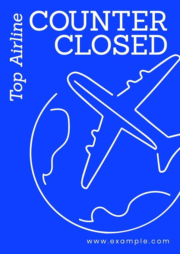 Airline counter closed poster template, editable text and design