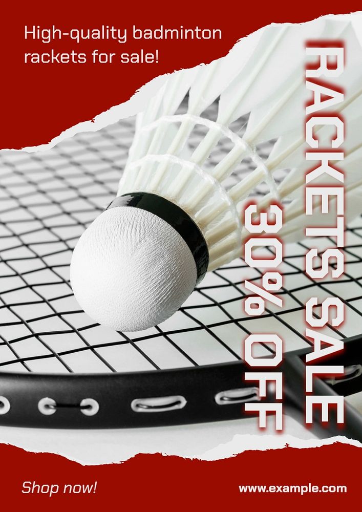 Racket sale poster template, editable text and design