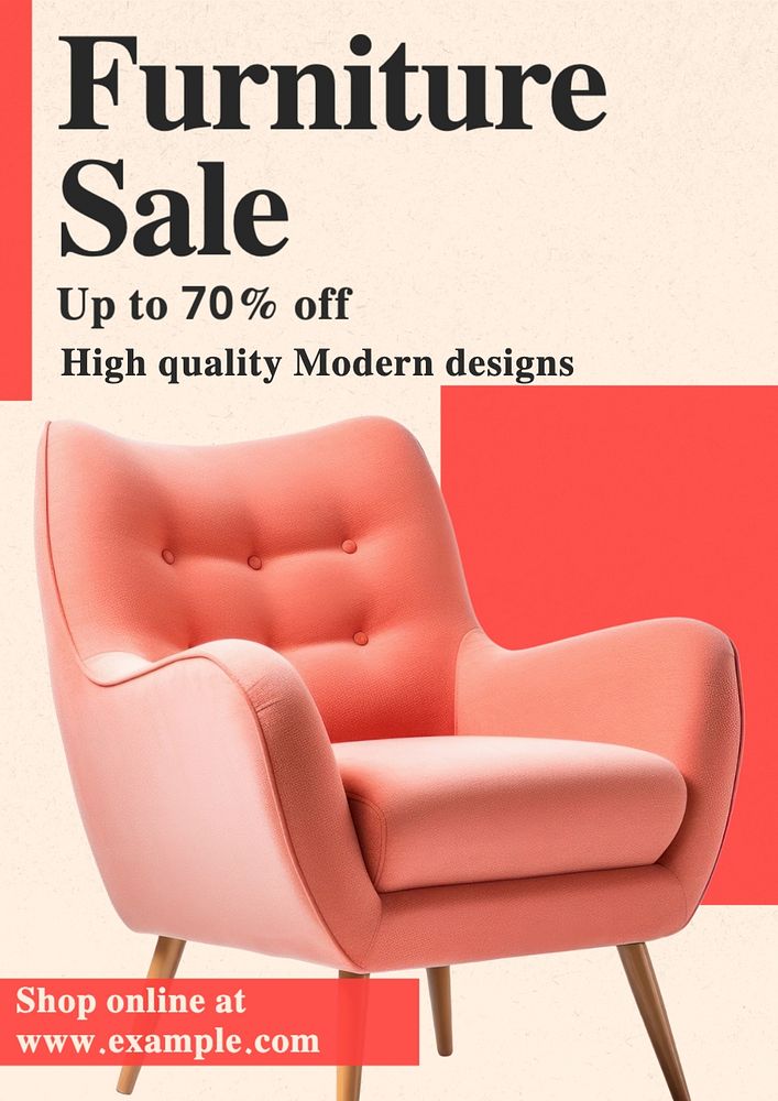 Furniture sale poster template, editable text and design