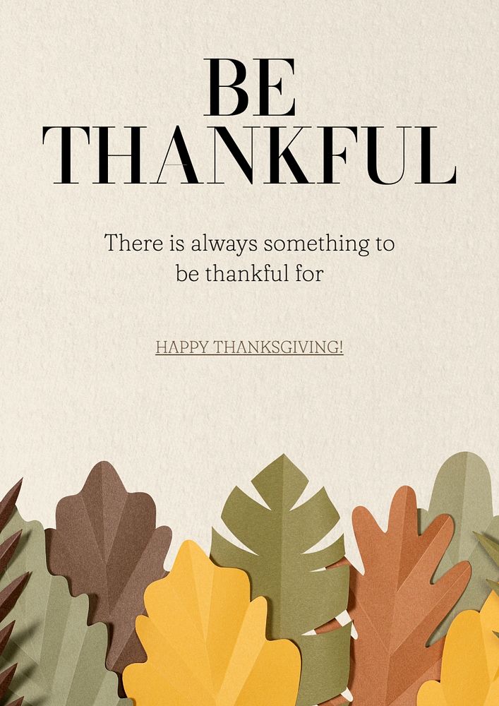 Be thankful, Thanksgiving poster template, editable text and design