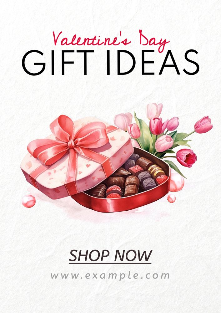 Gift ideas poster template, editable text and design