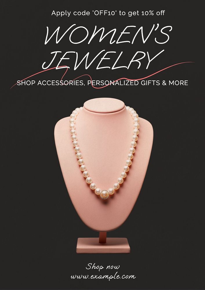 Women's jewelry poster template, editable text and design