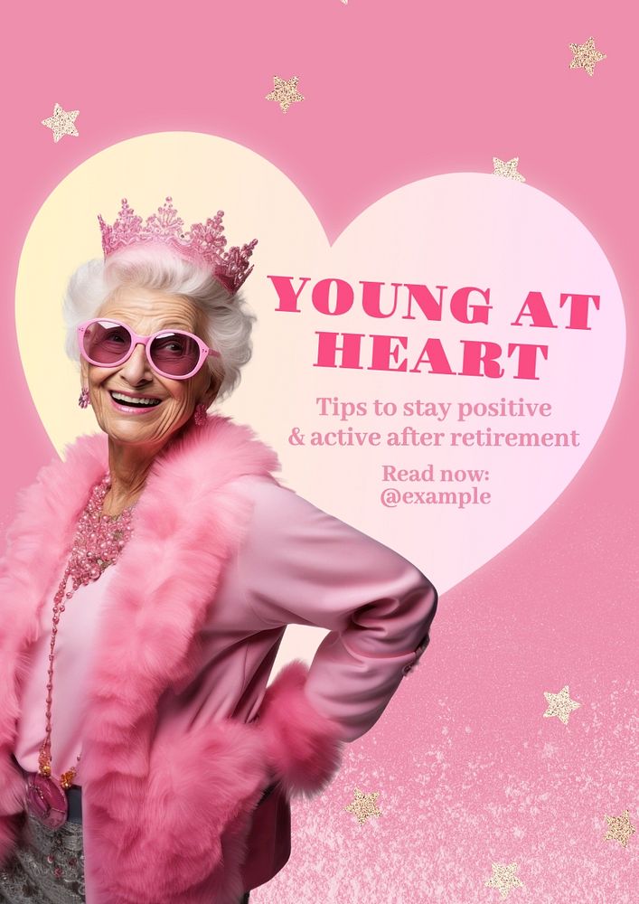 Young at heart poster template, editable text and design