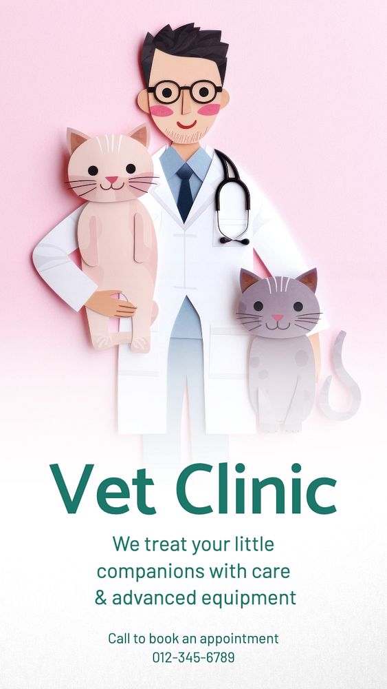 Vet clinic Facebook story template, editable design