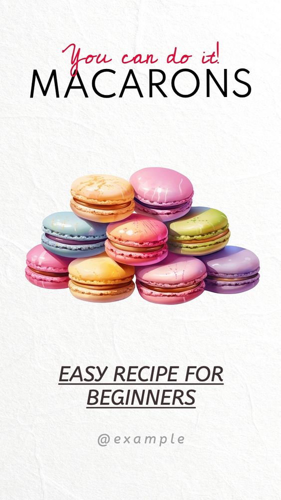 Macarons recipe Instagram story template, editable text