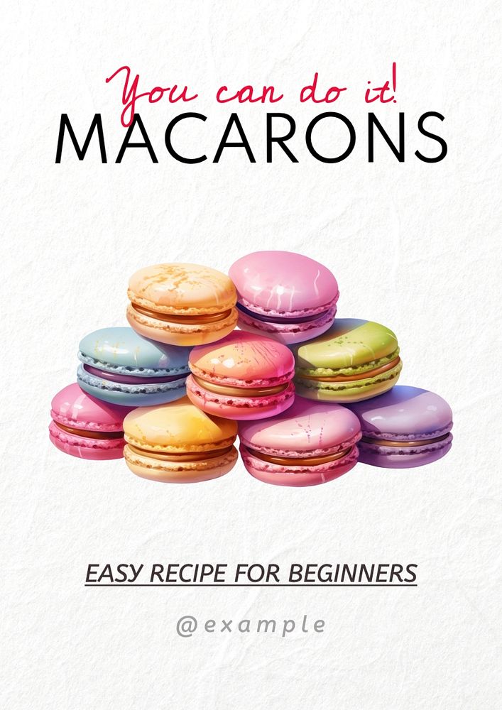 Macarons recipe poster template, editable text and design