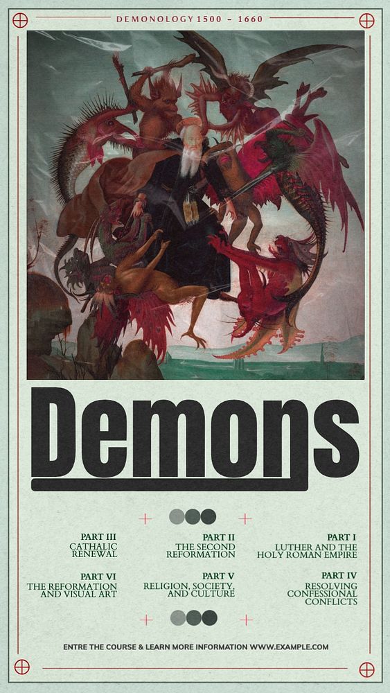 Demonology course poster Instagram story template, editable text