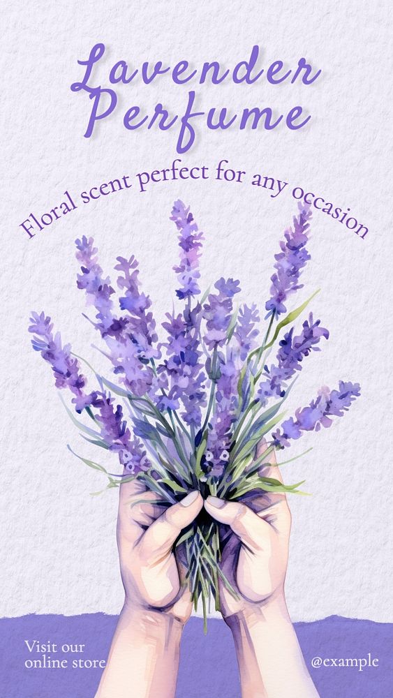 Lavender perfume Instagram story template, editable text