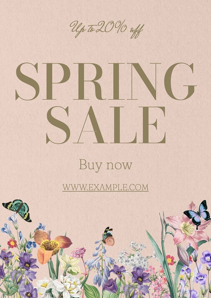 Spring sale poster template, editable text and design