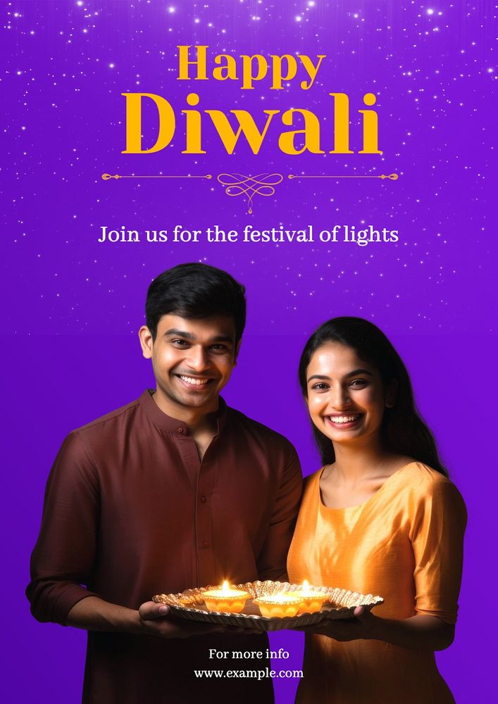 Happy Diwali poster template, editable text and design