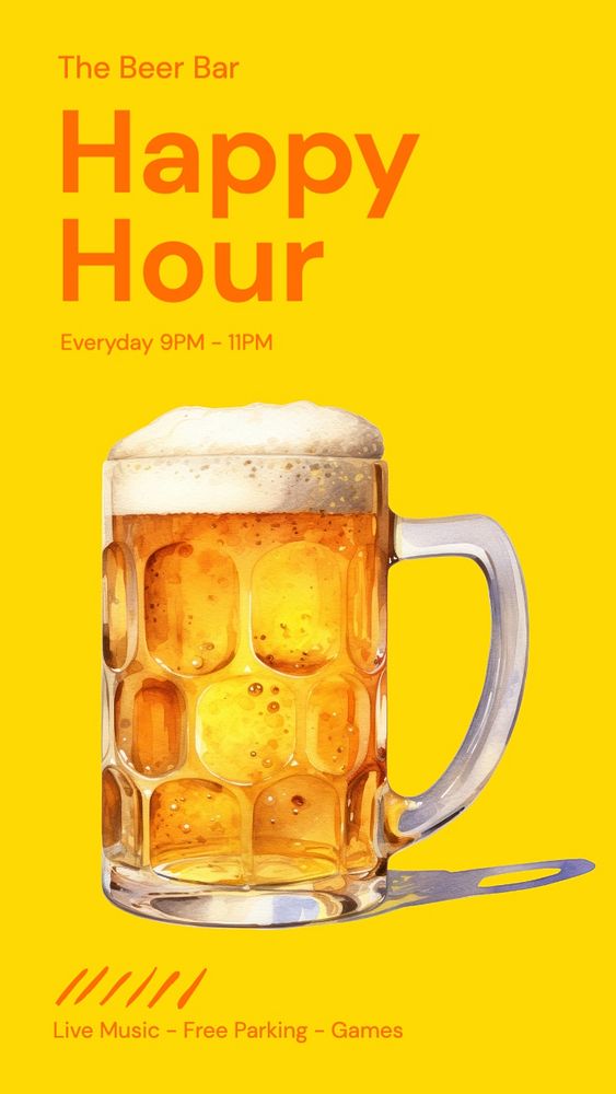 Happy hour Instagram story template, editable text