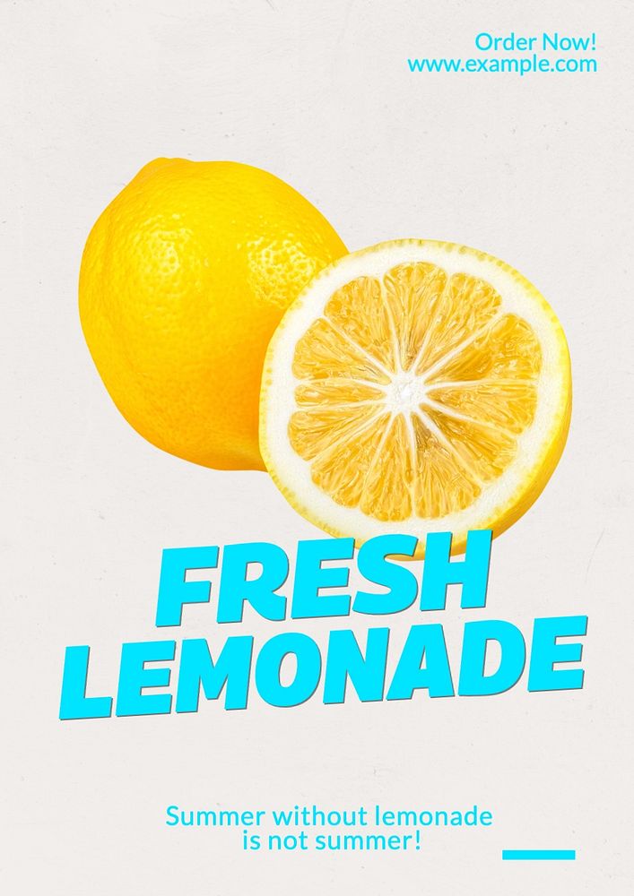 Fresh lemonade poster template, editable text and design