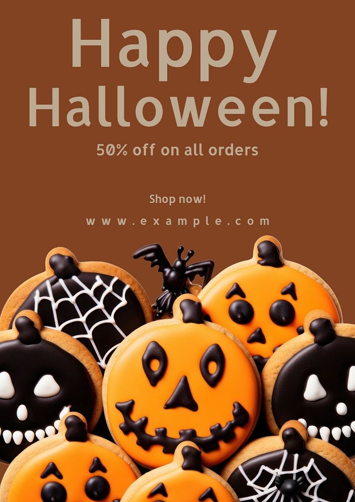 Halloween sale poster template, editable text and design