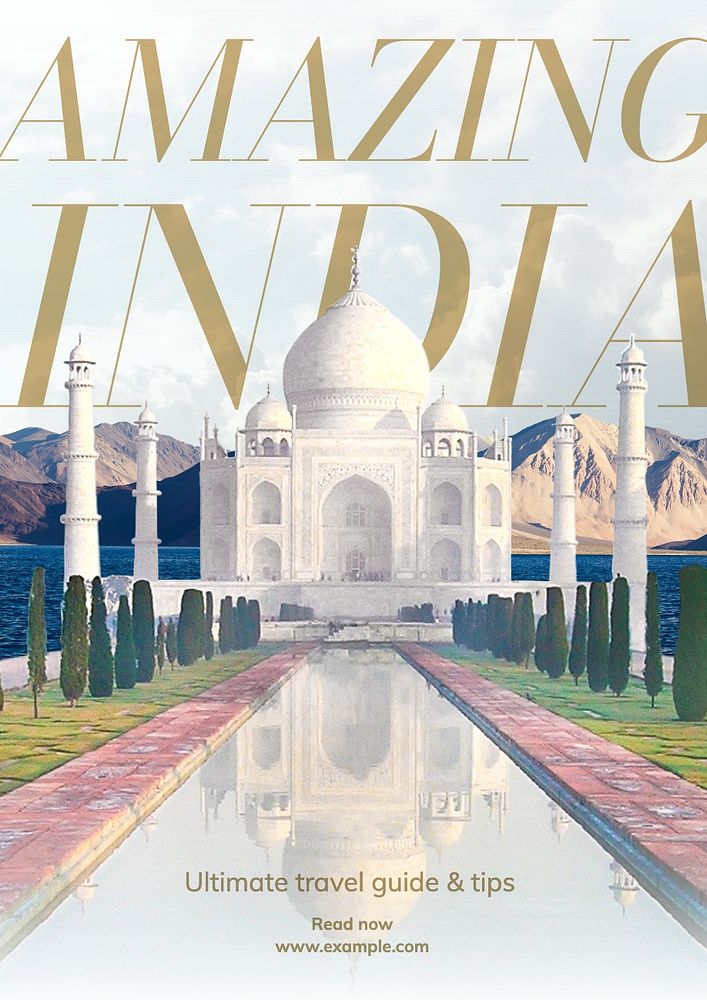 India travel poster template, editable text and design